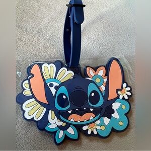 Disney Stitch NIP Floral Bag Charm/Luggage Tag - Blue and Orange